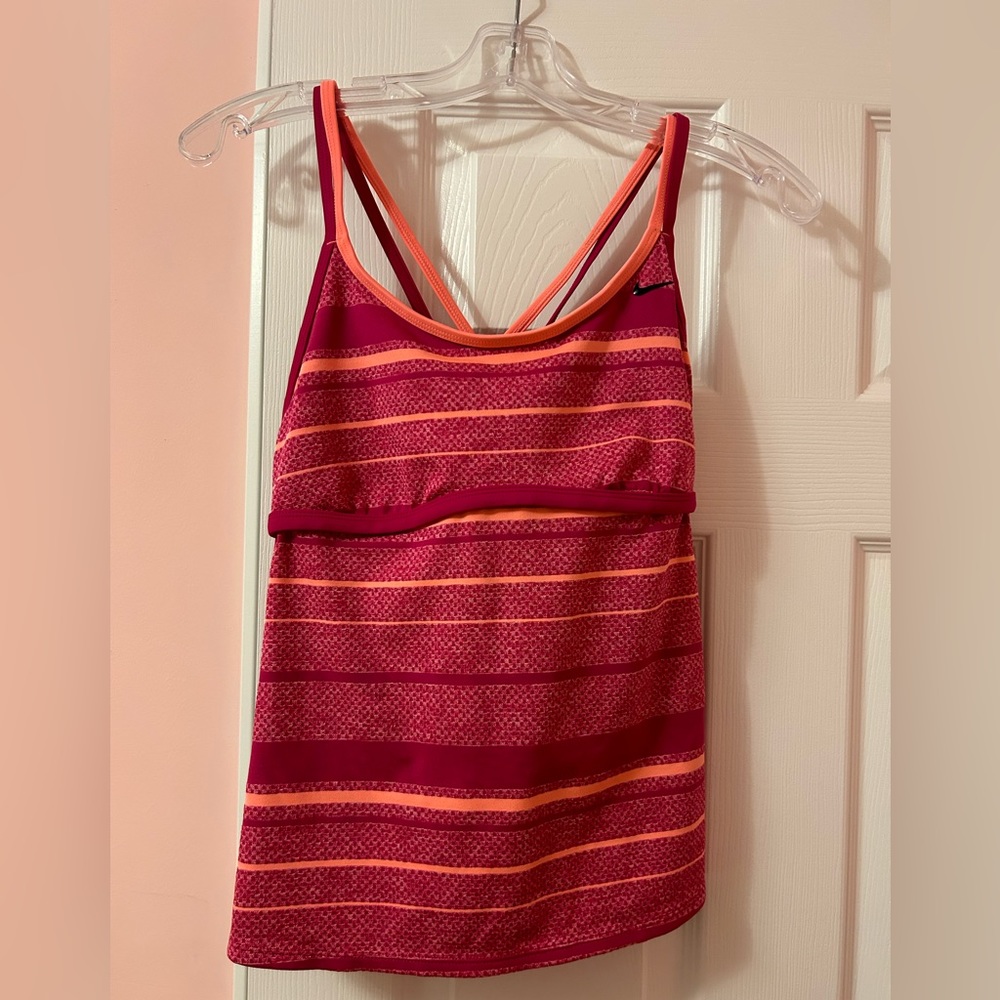NIKE Pink & Coral Criss-Cross Back Workout Tank (Size M)